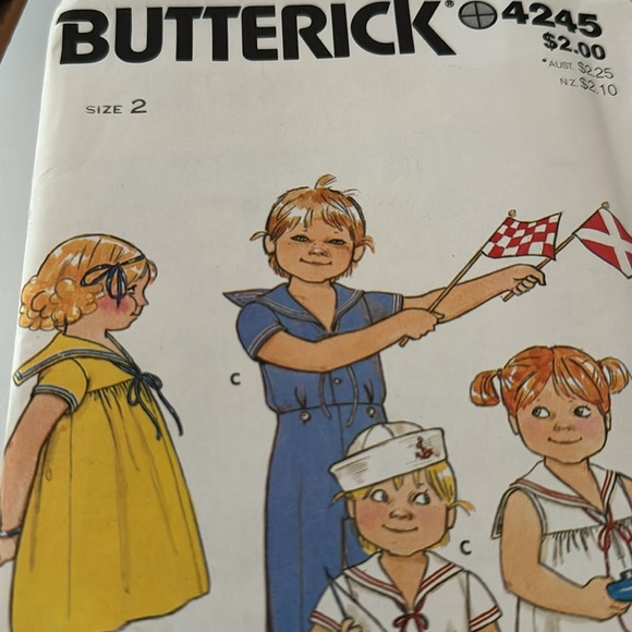 Butterick size 2 sailor sewing pattern for boys and girls vintage uncut NEW - Picture 5 of 5